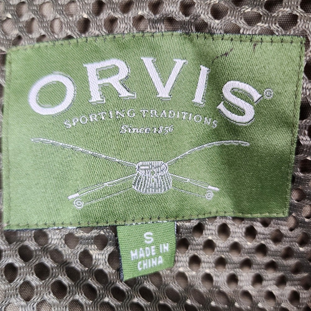 Orvis Mens Fly Fishing Vest Khaki Tan Mesh Back Multi-Pocket Utility Size S - Picture 7 of 12